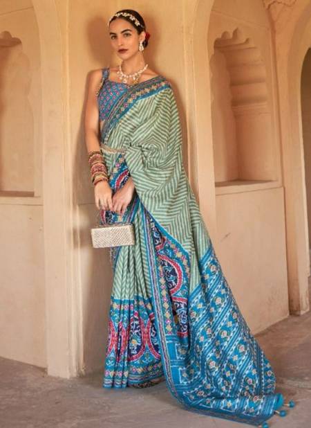 Blue Suwarna Rewaa New Latest Designer Printed Patola Silk Saree Collection 349 C